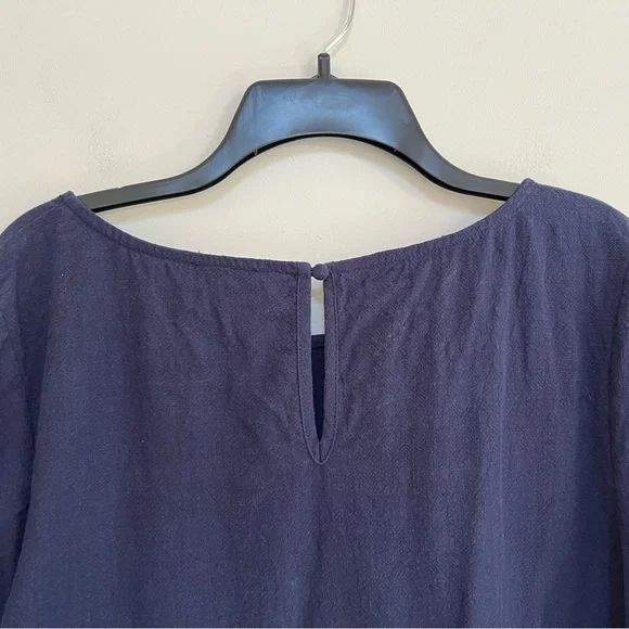 Umgee Cotton Short Sleeved T-Shirt Fringe Hem Dress in Navy Blue, size L - Picture 5 of 8